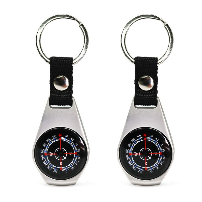 VTEAS 2 Pack Style Key Ring Compass | Keychain Military Magnetic Compass | Waterproof/Shockproof | Mini Metal Keychain Compass | Survival Gear Compass for Kids Hiking, Camping, Motoring, Outdoor - Image 1